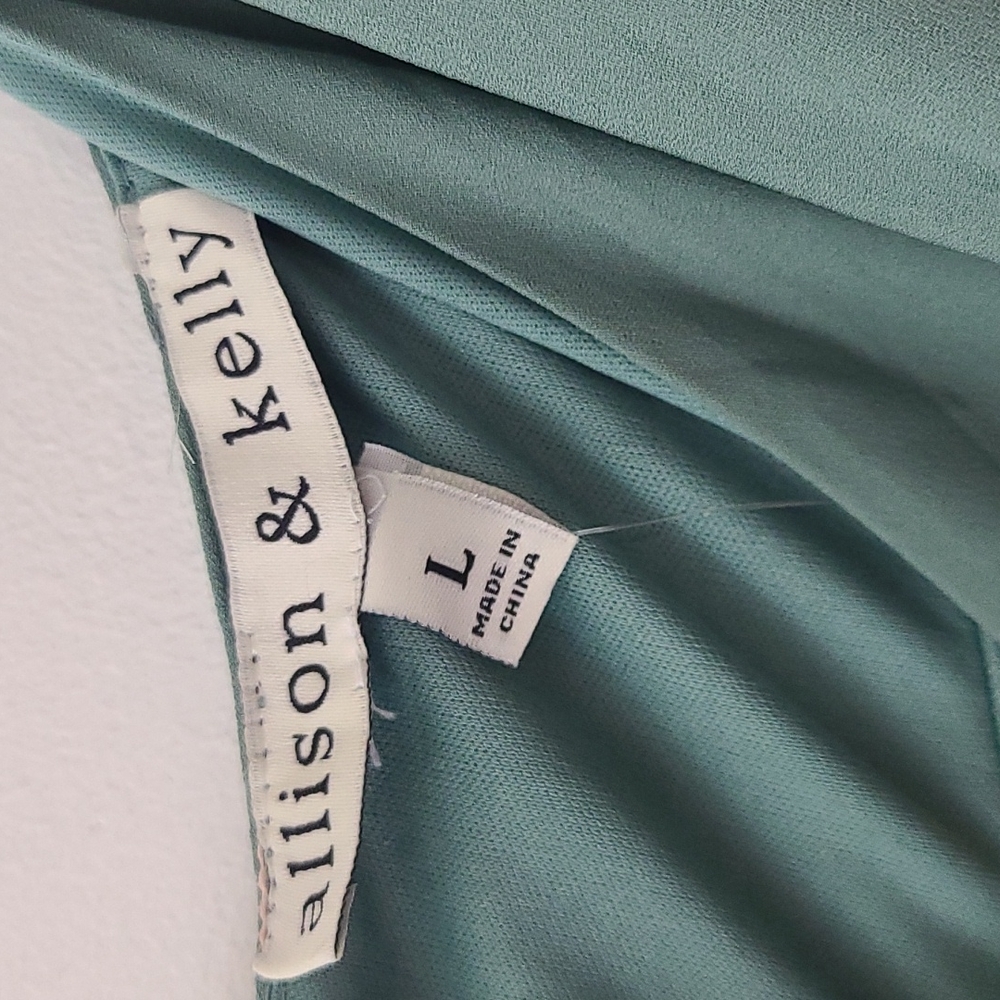 Allison & Kelly Green Pleated Dress Size Large - Picture 2 of 5